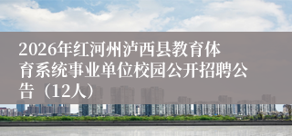 2026年红河州泸西县教育体育系统事业单位校园公开招聘公告（12人）