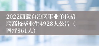 2022西藏自治区事业单位招聘高校毕业生4928人公告（医疗861人）