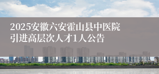 2025安徽六安霍山县中医院引进高层次人才1人公告