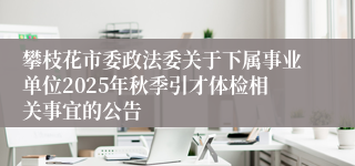 攀枝花市委政法委关于下属事业单位2025年秋季引才体检相关事宜的公告