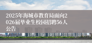 2025年海城市教育局面向2026届毕业生校园招聘56人公告