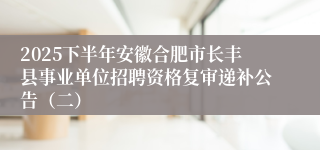 2025下半年安徽合肥市长丰县事业单位招聘资格复审递补公告（二）