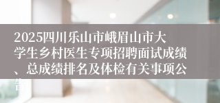 2025四川乐山市峨眉山市大学生乡村医生专项招聘面试成绩、总成绩排名及体检有关事项公告