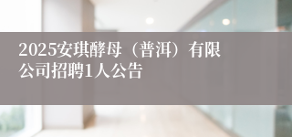 2025安琪酵母（普洱）有限公司招聘1人公告