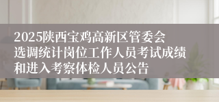 2025陕西宝鸡高新区管委会选调统计岗位工作人员考试成绩和进入考察体检人员公告