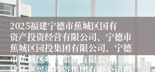 2025福建宁德市蕉城区国有资产投资经营有限公司、宁德市蕉城区园投集团有限公司、宁德市蕉城区乡投集团有限公司、福建环三兴港投资集团有限公司招聘工作人员笔试公告