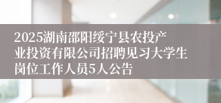 2025湖南邵阳绥宁县农投产业投资有限公司招聘见习大学生岗位工作人员5人公告