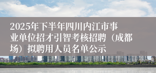 2025年下半年四川内江市事业单位招才引智考核招聘(成都场)拟聘用人员名单公示