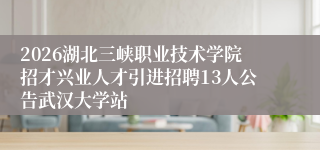 2026湖北三峡职业技术学院招才兴业人才引进招聘13人公告武汉大学站