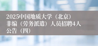 2025中国地质大学（北京）非编（劳务派遣）人员招聘4人公告（四）