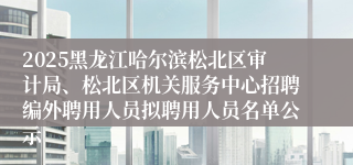 2025黑龙江哈尔滨松北区审计局、松北区机关服务中心招聘编外聘用人员拟聘用人员名单公示