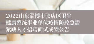 2022山东淄博市张店区卫生健康系统事业单位疫情防控急需紧缺人才招聘面试成绩公告