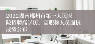 2022湖南郴州市第一人民医院招聘高学历、高职称人员面试成绩公布