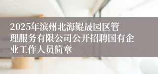 2025年滨州北海鲲晟园区管理服务有限公司公开招聘国有企业工作人员简章