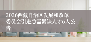 2026西藏自治区发展和改革委员会引进急需紧缺人才6人公告