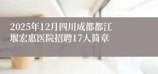 2025年12月四川成都都江堰宏惠医院招聘17人简章