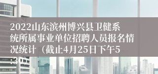 2022山东滨州博兴县卫健系统所属事业单位招聘人员报名情况统计（截止4月25日下午5:30）