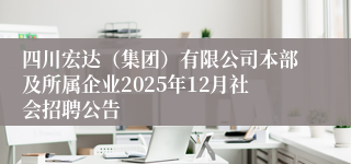 四川宏达(集团)有限公司本部及所属企业2025年12月社会招聘公告