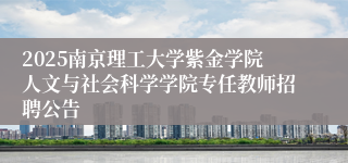 2025南京理工大学紫金学院人文与社会科学学院专任教师招聘公告