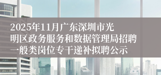 2025年11月广东深圳市光明区政务服务和数据管理局招聘一般类岗位专干递补拟聘公示