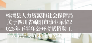 梓潼县人力资源和社会保障局 关于四川省绵阳市事业单位2025年下半年公开考试招聘工作人员享受政策性加分的公示
