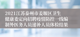 2021江苏泰州市姜堰区卫生健康委定向招聘疫情防控一线编制外医务人员递补人员体检结果