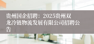 贵州国企招聘：2025贵州双龙冷链物流发展有限公司招聘公告