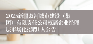 2025新疆双河城市建设(集团)有限责任公司权属企业经理层市场化招聘1人公告