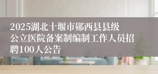 2025湖北十堰市郧西县县级公立医院备案制编制工作人员招聘100人公告