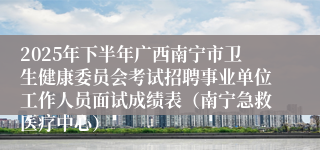 2025年下半年广西南宁市卫生健康委员会考试招聘事业单位工作人员面试成绩表（南宁急救医疗中心）