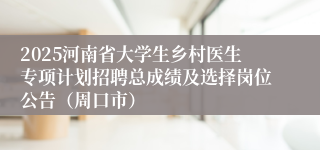 2025河南省大学生乡村医生专项计划招聘总成绩及选择岗位公告（周口市）
