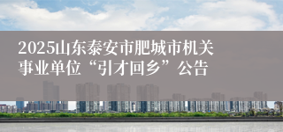 2025山东泰安市肥城市机关事业单位“引才回乡”公告