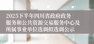 2025下半年四川省政府政务服务和公共资源交易服务中心及所属事业单位选调拟选调公示