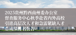 2025贵州黔西南州委办公室督查服务中心秋季赴省内外高校引进高层次人才和急需紧缺人才总成绩排名公告