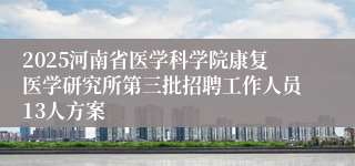 2025河南省医学科学院康复医学研究所第三批招聘工作人员13人方案