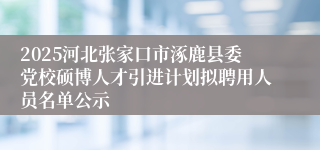 2025河北张家口市涿鹿县委党校硕博人才引进计划拟聘用人员名单公示