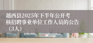 越西县2025年下半年公开考核招聘事业单位工作人员的公告（3人）