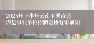 2025年下半年云南玉溪市通海县事业单位招聘资格复审通知