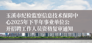 玉溪市纪检监察信息技术保障中心2025年下半年事业单位公开招聘工作人员资格复审通知