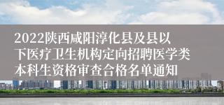 2022陕西咸阳淳化县及县以下医疗卫生机构定向招聘医学类本科生资格审查合格名单通知