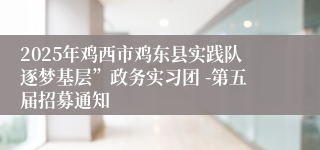 2025年鸡西市鸡东县实践队逐梦基层”政务实习团 -第五届招募通知