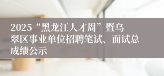 2025“黑龙江人才周”暨乌翠区事业单位招聘笔试、面试总成绩公示