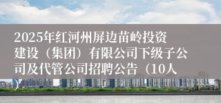 2025年红河州屏边苗岭投资建设(集团)有限公司下级子公司及代管公司招聘公告(10人)