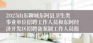 2025山东聊城东阿县卫生类事业单位招聘工作人员和东阿经济开发区招聘备案制工作人员报名情况（截止12月16日17:00）