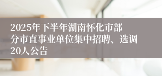 2025年下半年湖南怀化市部分市直事业单位集中招聘、选调20人公告