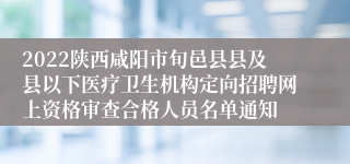 2022陕西咸阳市旬邑县县及县以下医疗卫生机构定向招聘网上资格审查合格人员名单通知