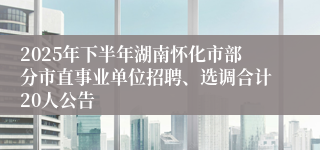 2025年下半年湖南怀化市部分市直事业单位招聘、选调合计20人公告