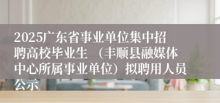 2025广东省事业单位集中招聘高校毕业生 （丰顺县融媒体中心所属事业单位）拟聘用人员公示