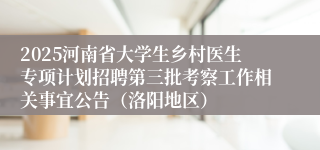 2025河南省大学生乡村医生专项计划招聘第三批考察工作相关事宜公告（洛阳地区）