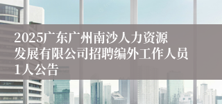 2025广东广州南沙人力资源发展有限公司招聘编外工作人员1人公告